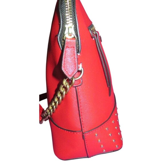 Steve Madden Girl Vibrant Red Vegan Leather Gold Studded Crossbody Bag NWOT - Picture 4 of 9